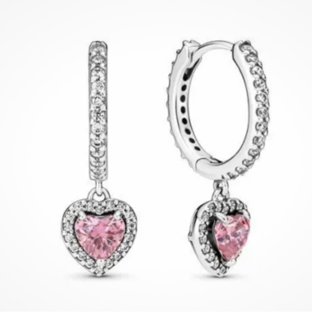 Pandora Sparkling Halo Heart Hoop Sterling Silver 925 Earrings